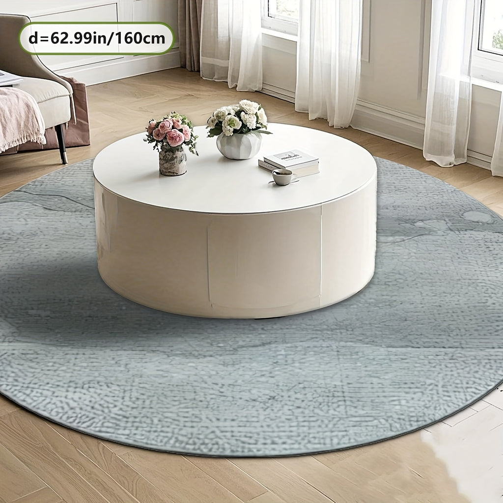 Tapis rond gris bleuté à texture minérale, Ø 100 ou 200 cm