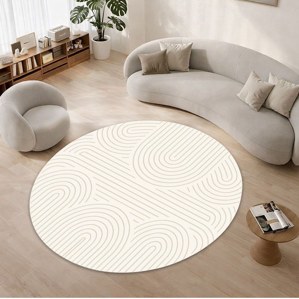 Tapis rond ivoire à arches en relief, 7 mm, Ø 90 cm de diamètre