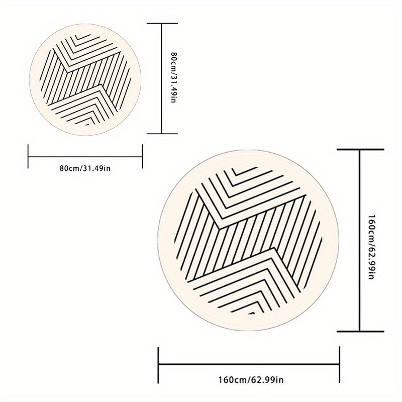 Tapis rond ivoire chevrons bleu nuit, du Ø 80 au Ø 200 cm