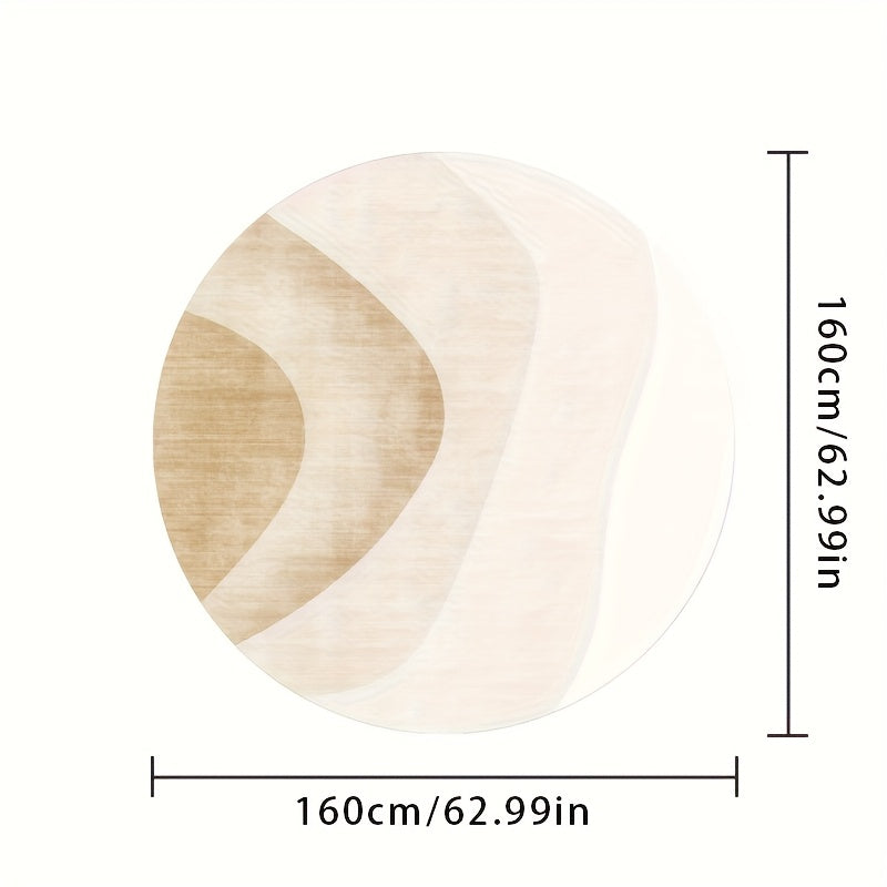 Tapis rond ivoire à courbes dorées, jusqu'au très grand Ø 200