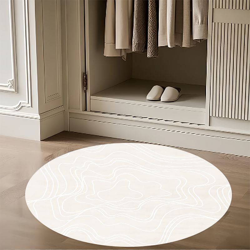 Tapis rond ivoire à courbes de niveau, flanelle Ø 60 à 120