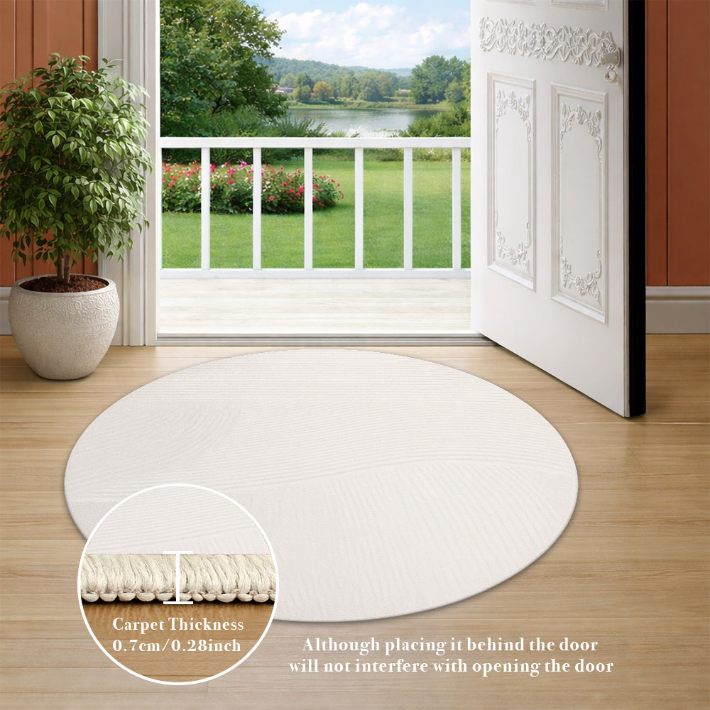 Tapis rond ivoire, deux courbes sculptées, Ø 60 à 190 cm