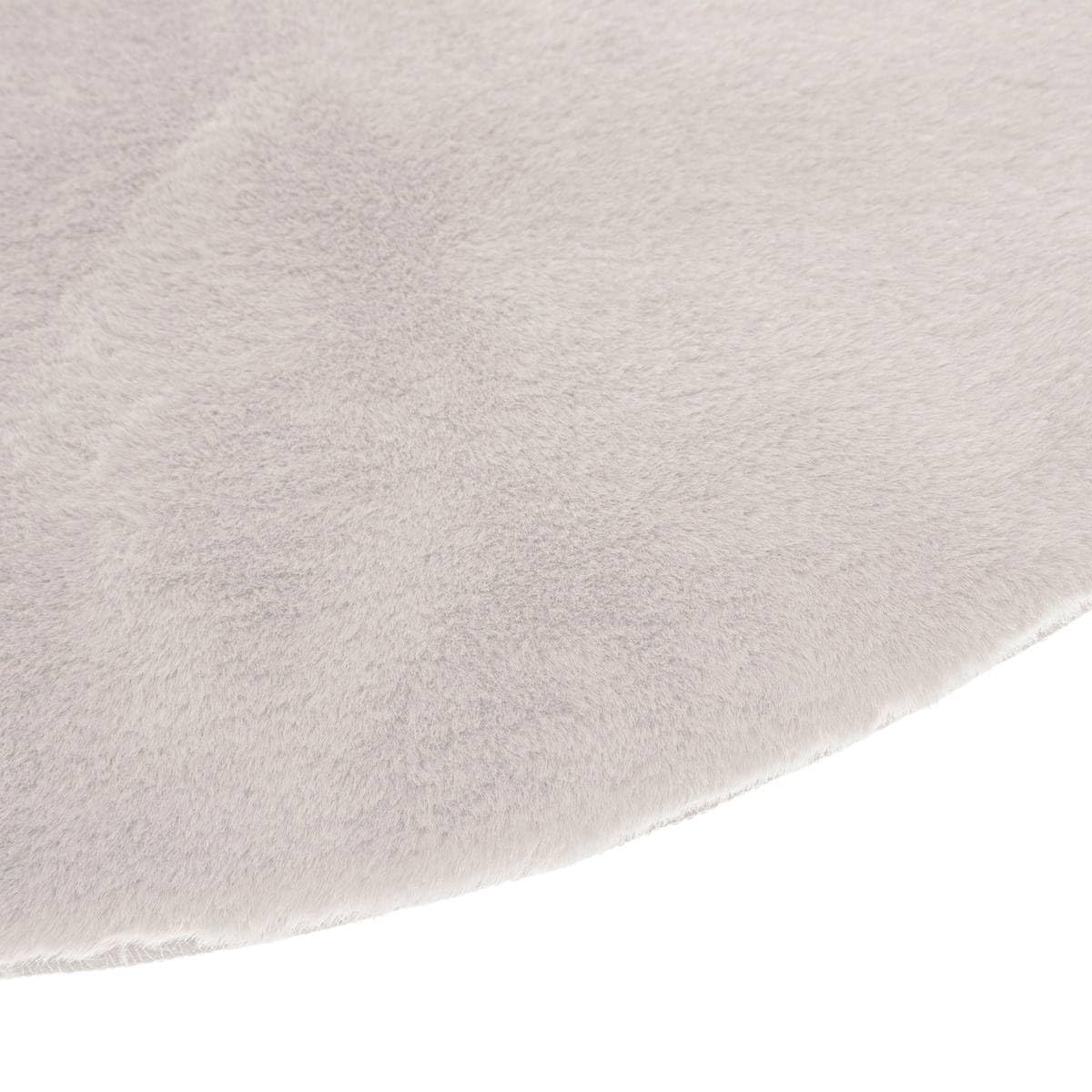Tapis rond ivoire à effet fourrure ras et dense, Ø 80 cm