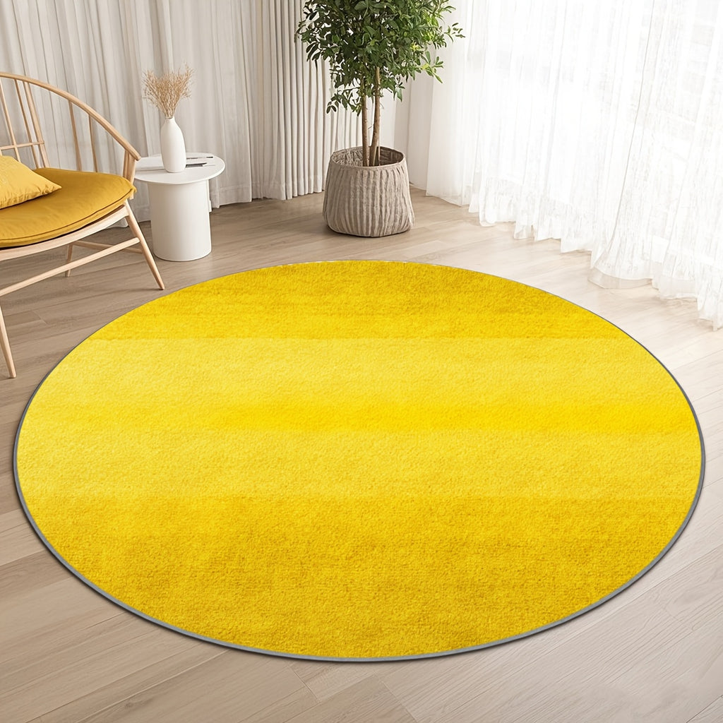 Tapis rond jaune en dégradé de bandes, quatre diamètres