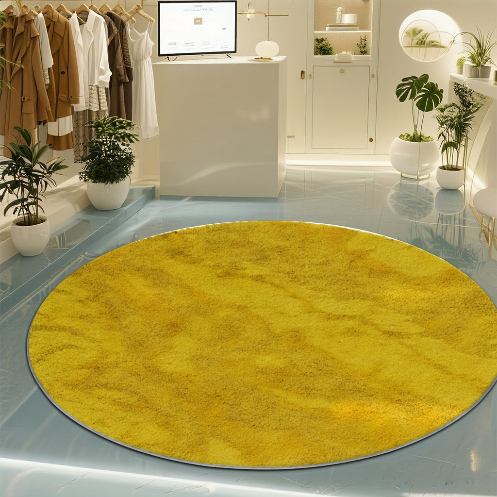 Tapis rond jaune moutarde chiné, Ø 80 et Ø 100 cm au choix