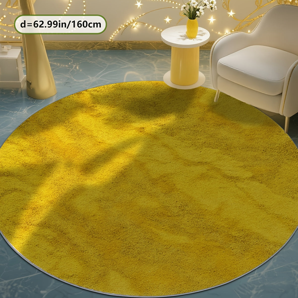 Tapis rond jaune moutarde chiné, Ø 80 et Ø 100 cm au choix