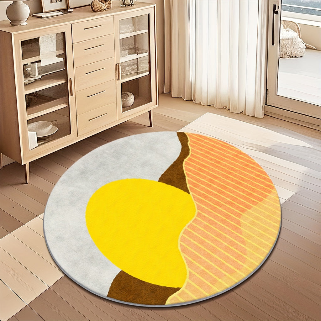 Tapis rond à soleil levant sur collines — vue 3
