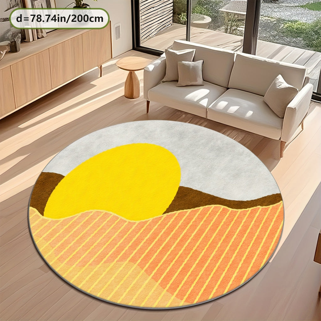 Tapis rond à soleil levant sur collines — vue 5