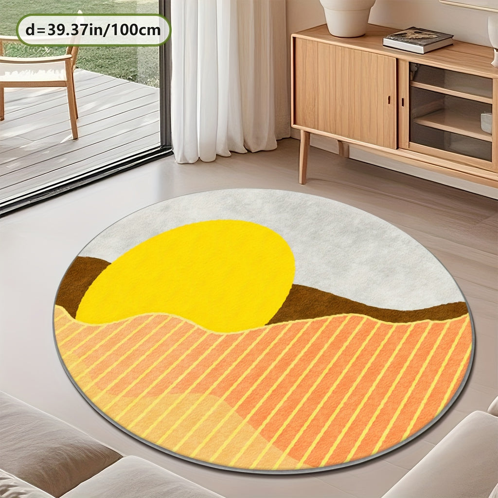 Tapis rond à soleil levant sur collines — vue 6