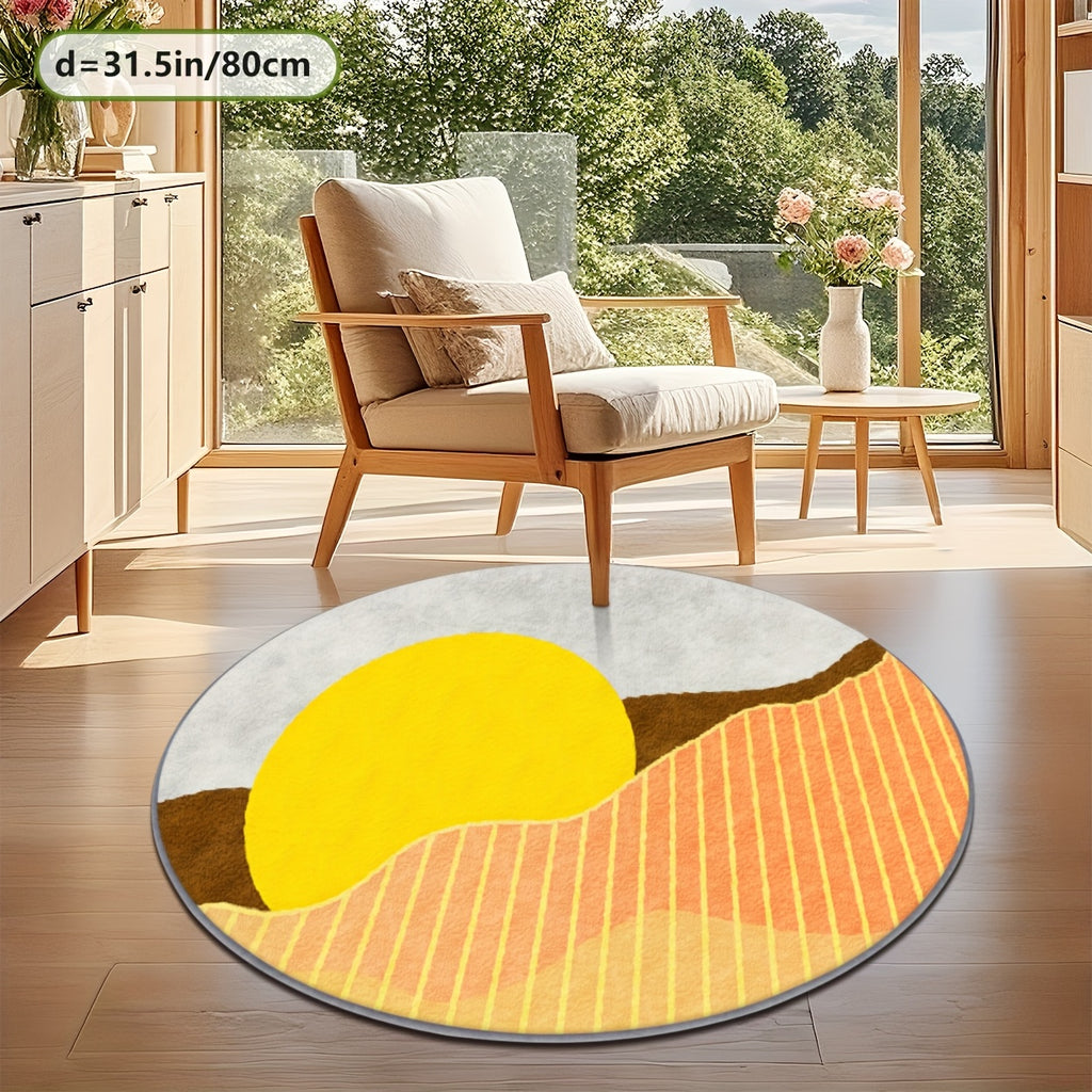 Tapis rond à soleil levant sur collines — vue 7
