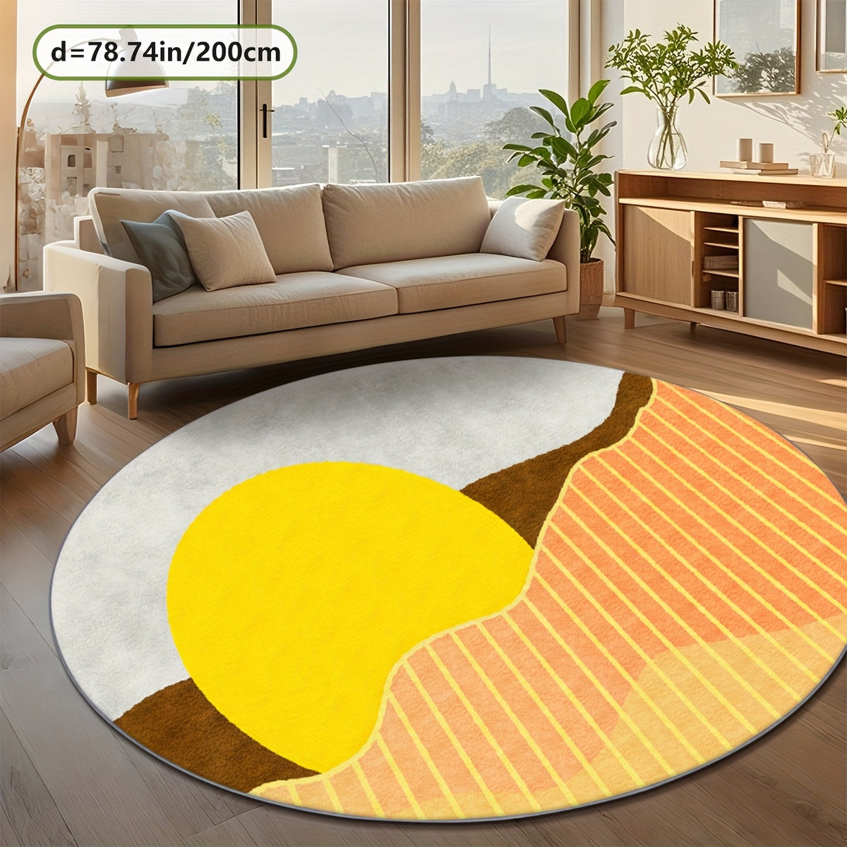 Tapis rond à soleil levant sur collines — vue 8
