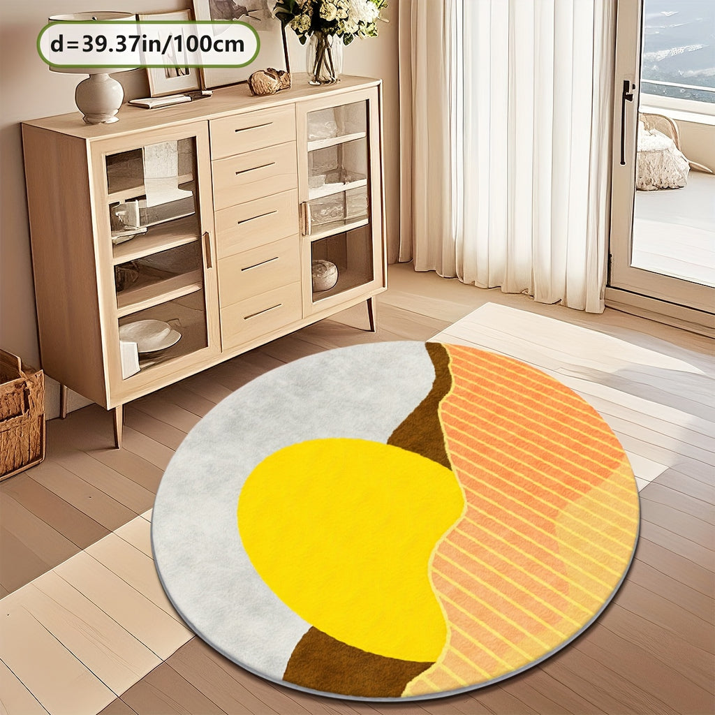 Tapis rond à soleil levant sur collines — vue 9