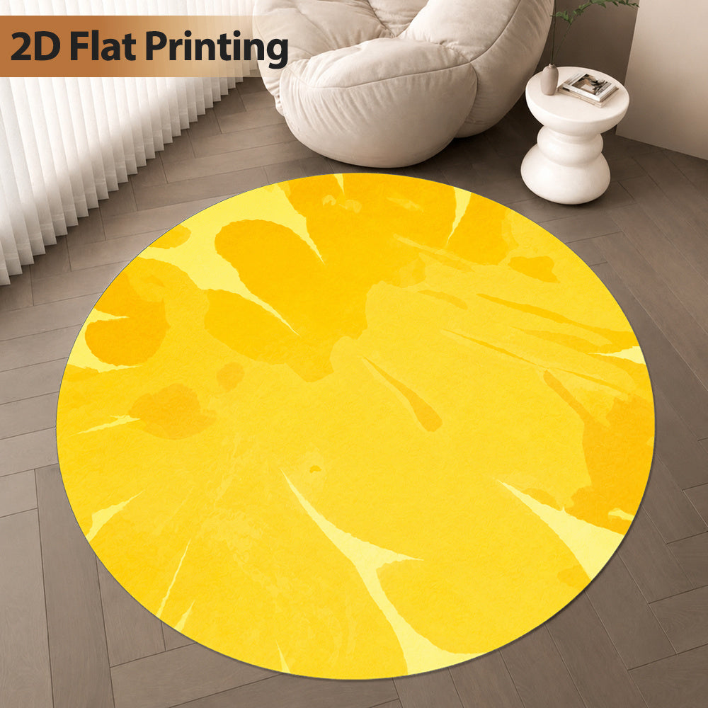 Tapis rond jaune à effet tie-dye, six diamètres au choix