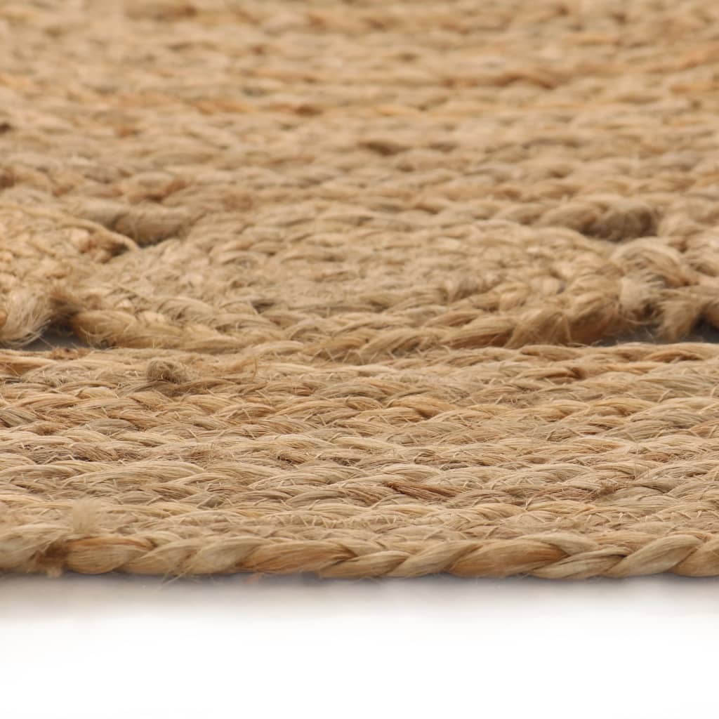 Tapis rond en jute naturel 90 cm, couronne de rosaces tressées