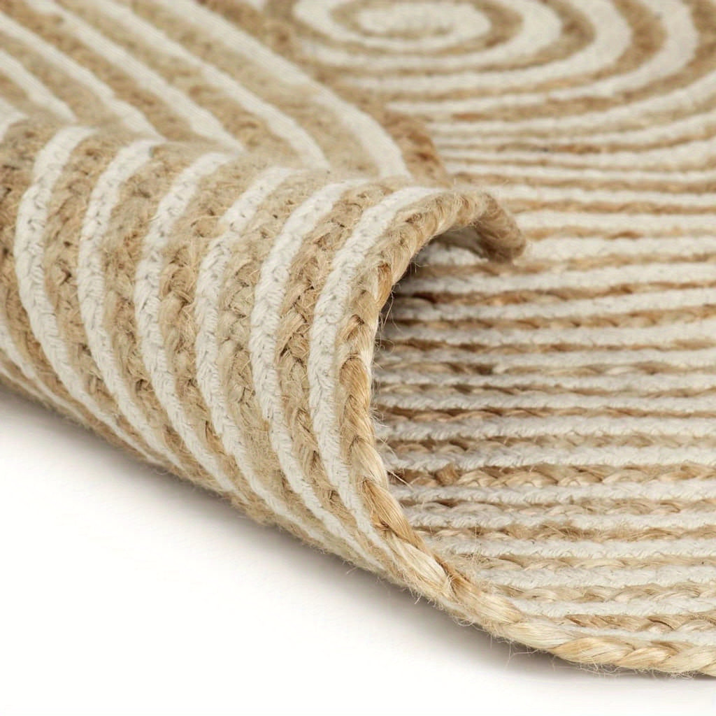 Tapis rond en jute 90 cm à spirale écrue, esprit scandinave