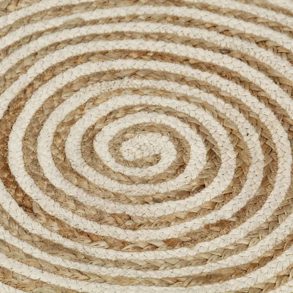 Tapis rond en jute 90 cm à spirale écrue, esprit scandinave