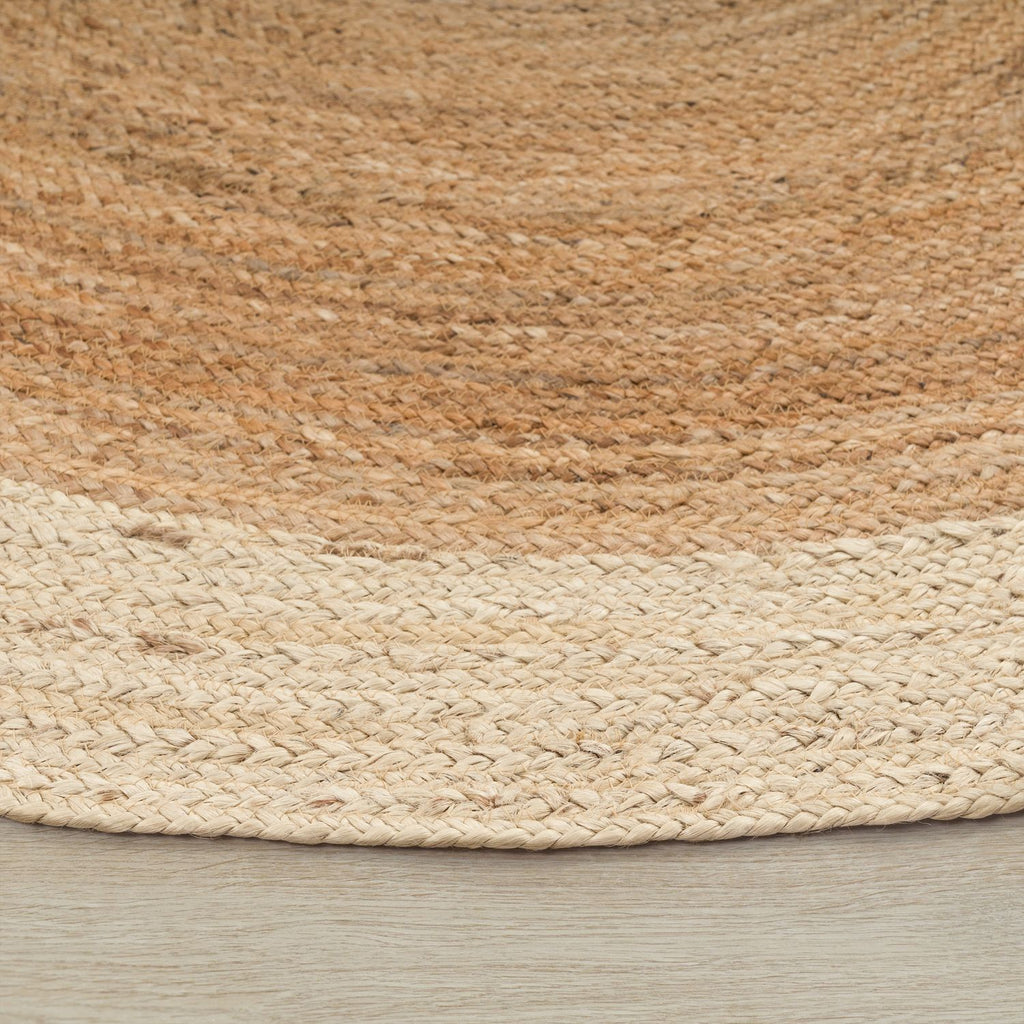 Tapis rond en jute tressé main, bordure noire ou ivoire