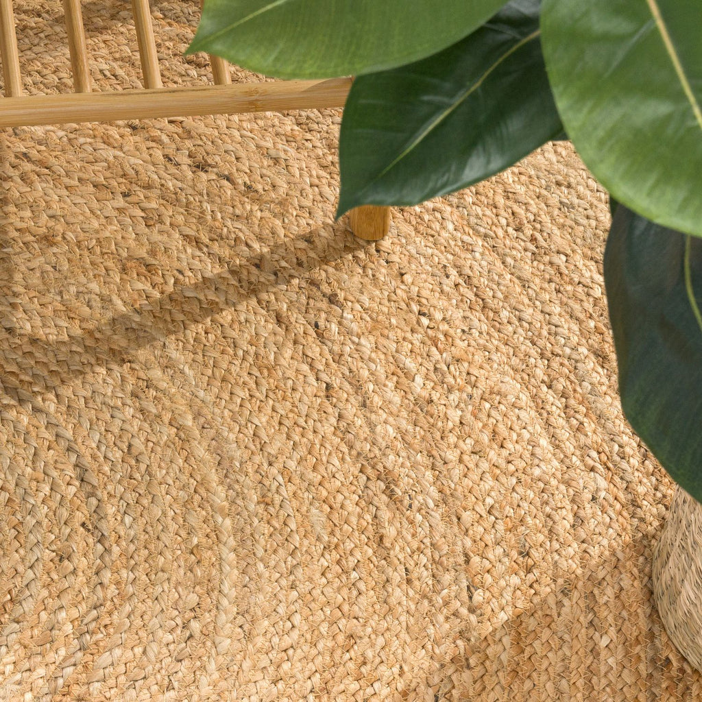 Tapis rond en jute tressé main, bordure noire ou ivoire
