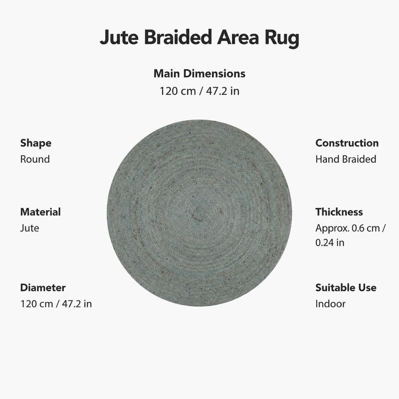 Tapis rond en jute teint sauge, spires cousues à la main