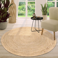 Tapis rond en jute tressé, quatre coloris et cinq tailles