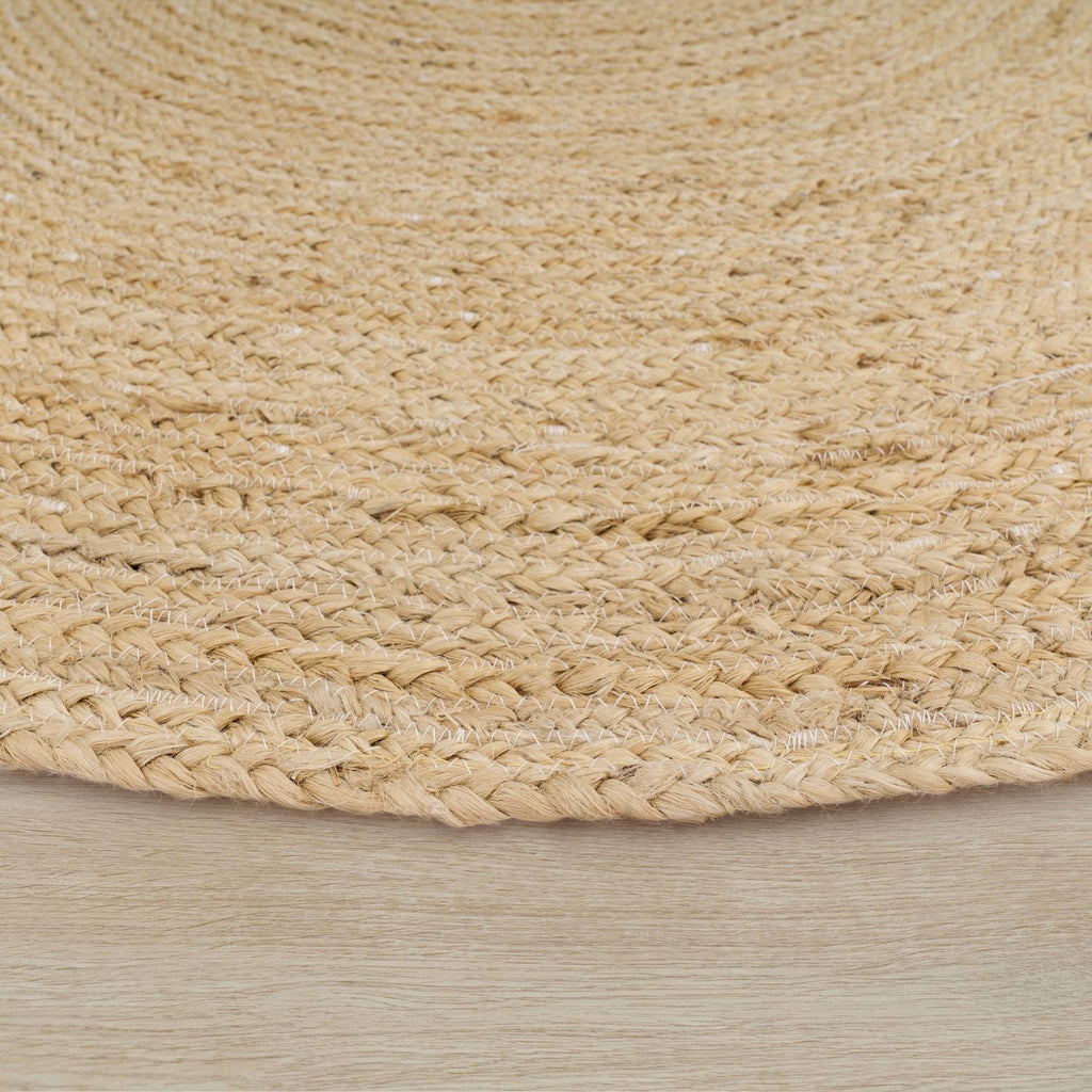 Tapis rond en jute tressé, quatre coloris et cinq tailles