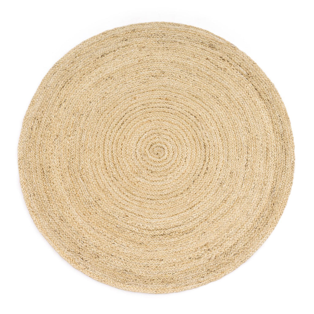 Tapis rond en jute tressé, quatre coloris et cinq tailles