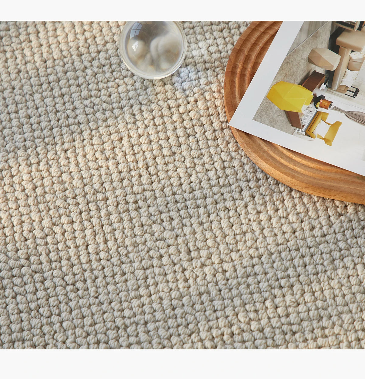 Tapis rond en laine bouclée, six diamètres jusqu'à 400 cm