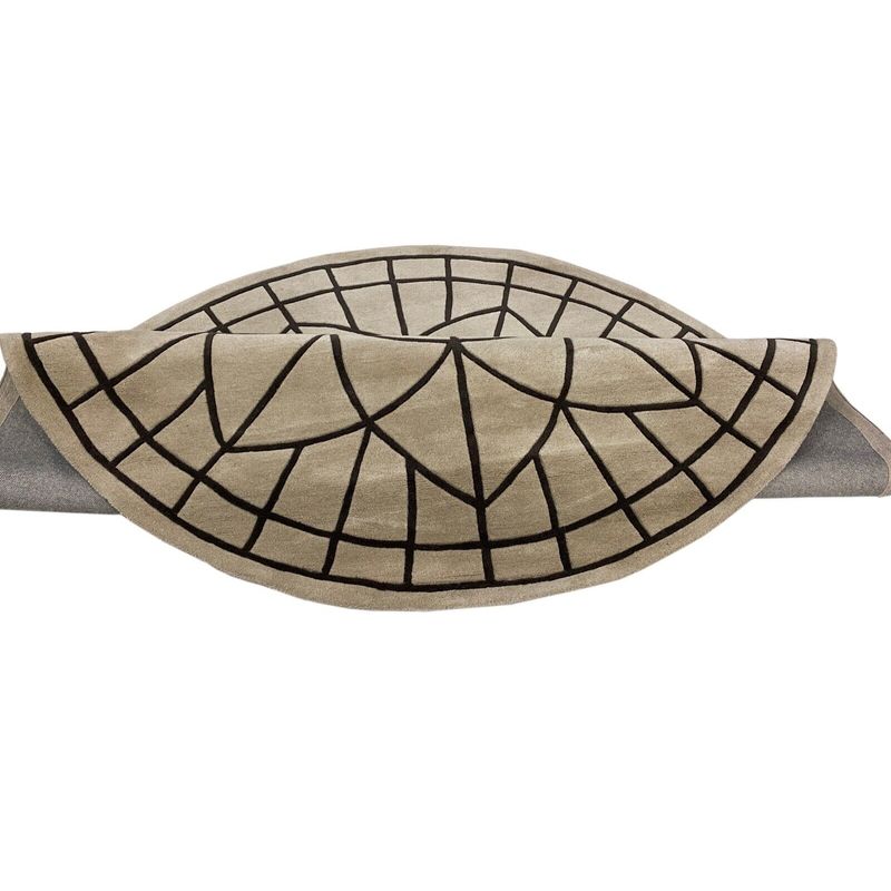 Tapis rond en laine tuftée 200 cm, mandala sculpté beige