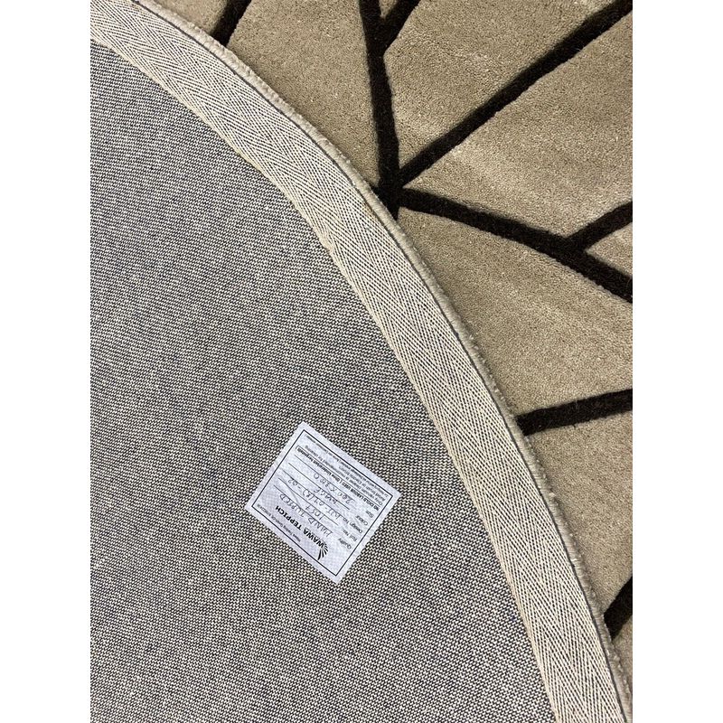 Tapis rond en laine tuftée 200 cm, mandala sculpté beige