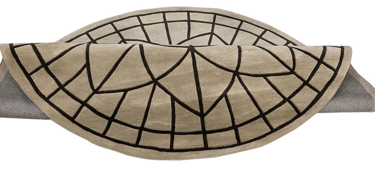 Tapis rond en laine tuftée 200 cm, mandala sculpté beige
