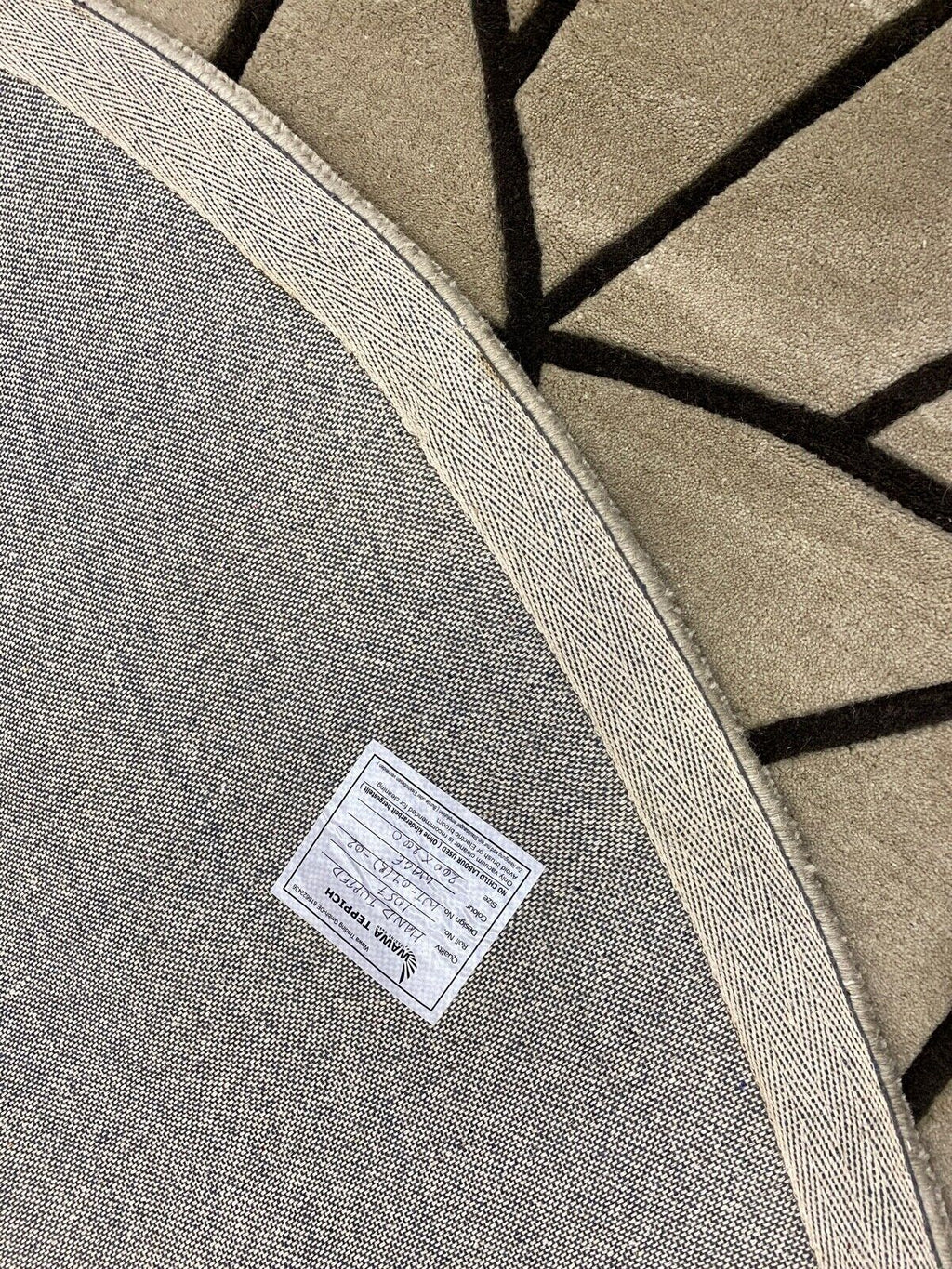 Tapis rond en laine tuftée 200 cm, mandala sculpté beige