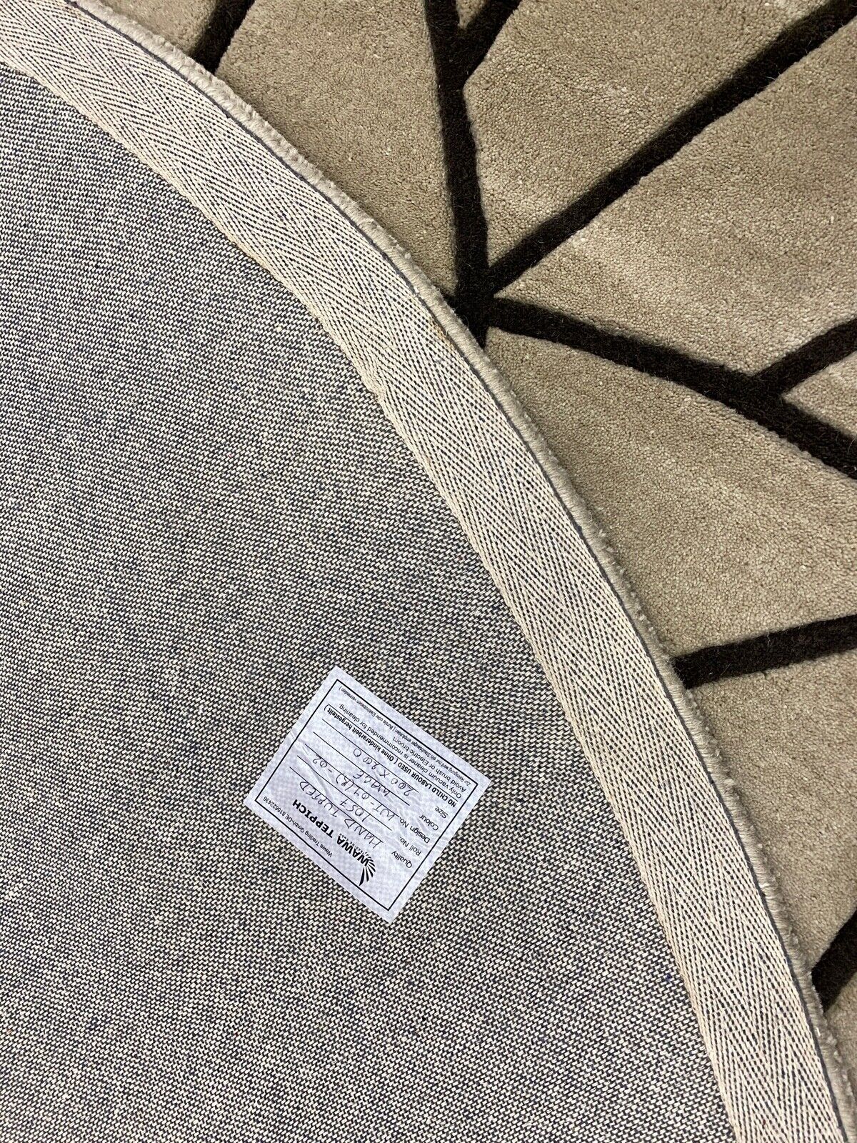 Tapis rond en laine tuftée 200 cm, mandala sculpté beige