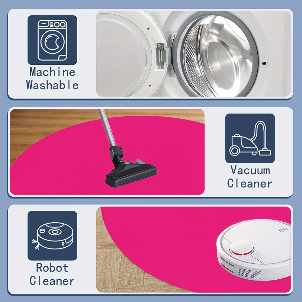 Tapis rond magenta uni, velours coupé, Ø 160 ou Ø 200 cm