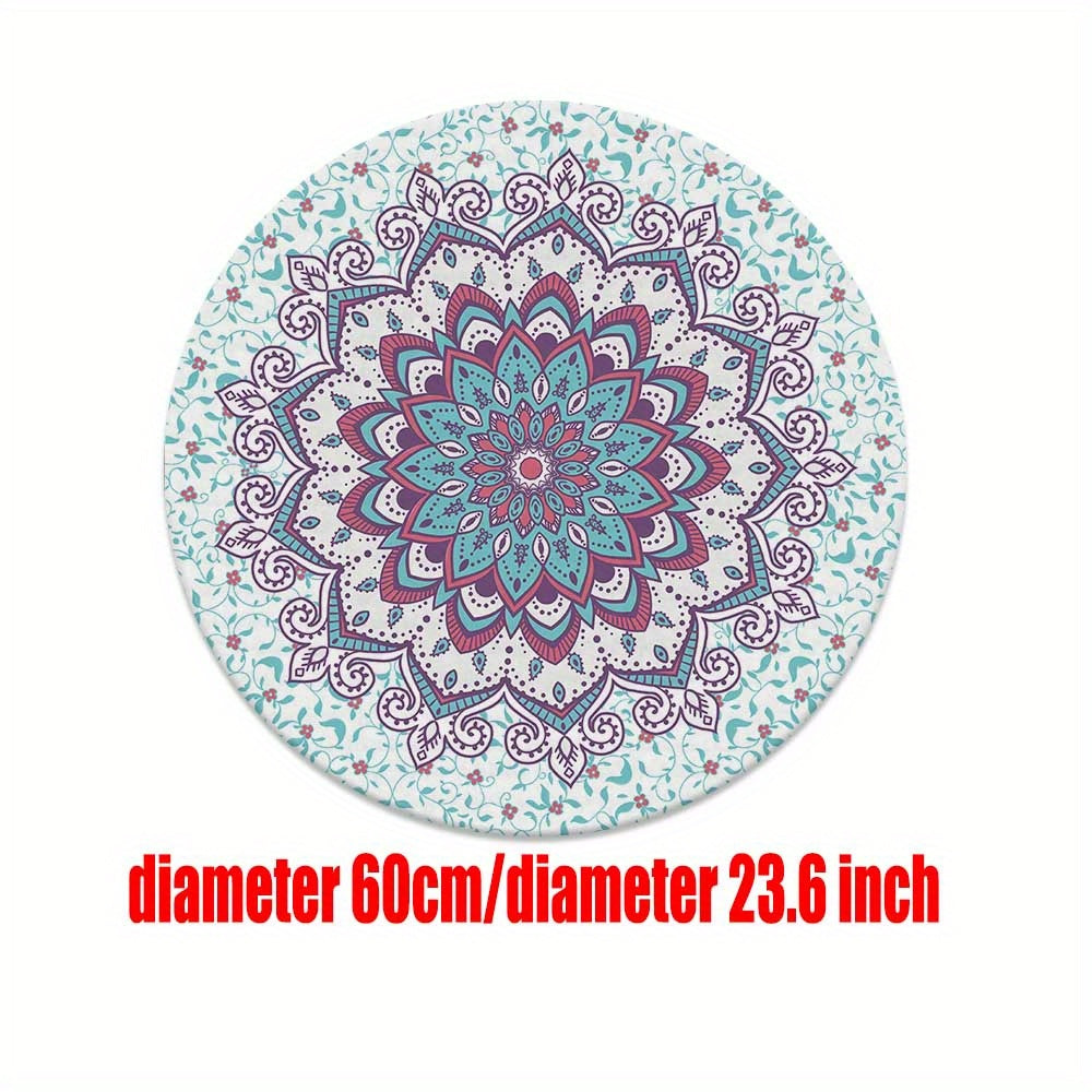 Tapis rond mandala bohème, velours touffeté lavable machine