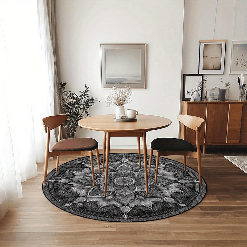 Tapis rond mandala gris et noir, Ø 60 à 160 cm dès 35,90 €