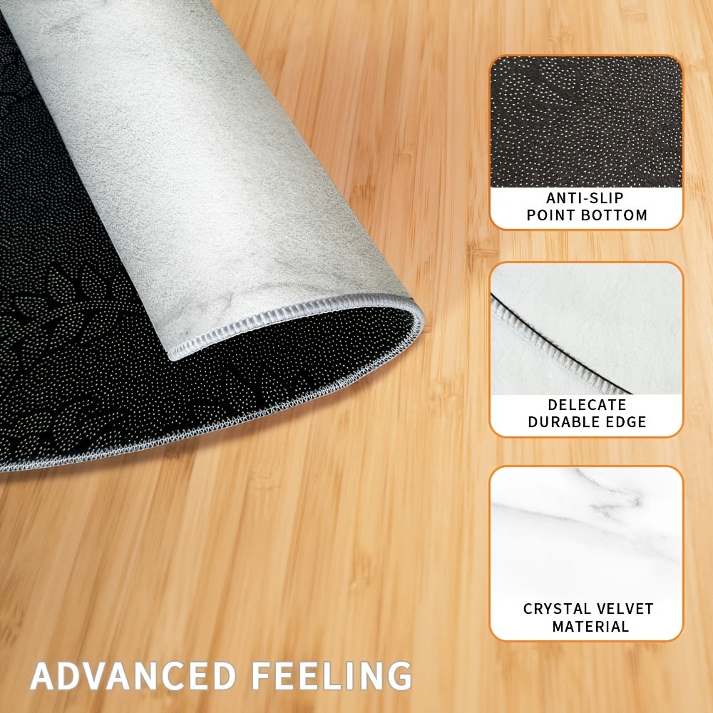Tapis rond marbre blanc veiné de gris, quatre diamètres