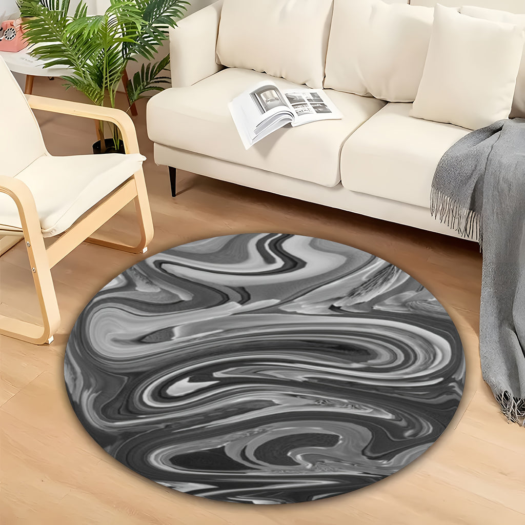 Tapis rond effet marbré gris et noir, du Ø 60 au Ø 120 cm