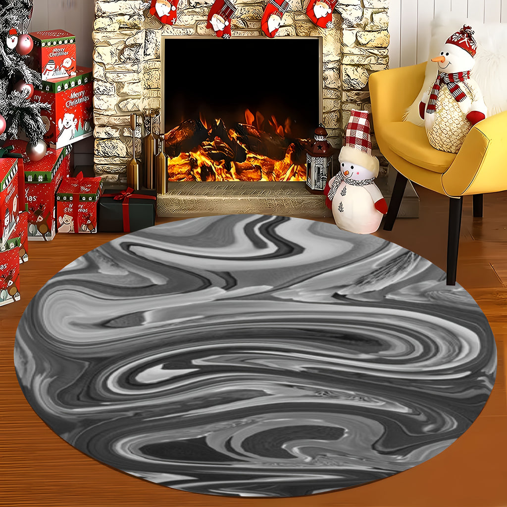 Tapis rond effet marbré gris et noir, du Ø 60 au Ø 120 cm