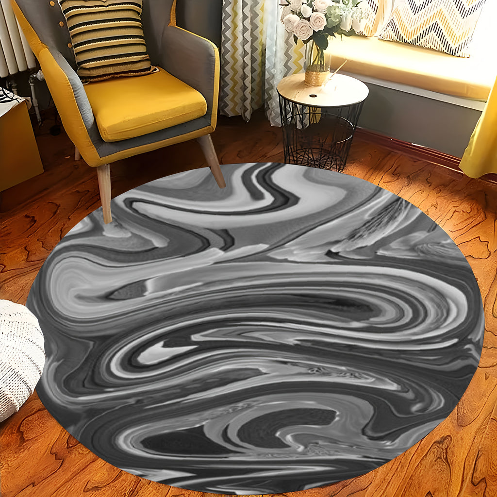 Tapis rond effet marbré gris et noir, du Ø 60 au Ø 120 cm