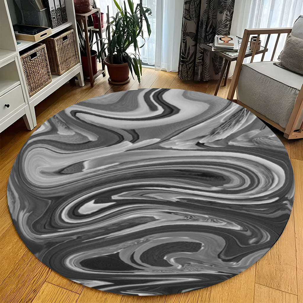 Tapis rond effet marbré gris et noir, du Ø 60 au Ø 120 cm