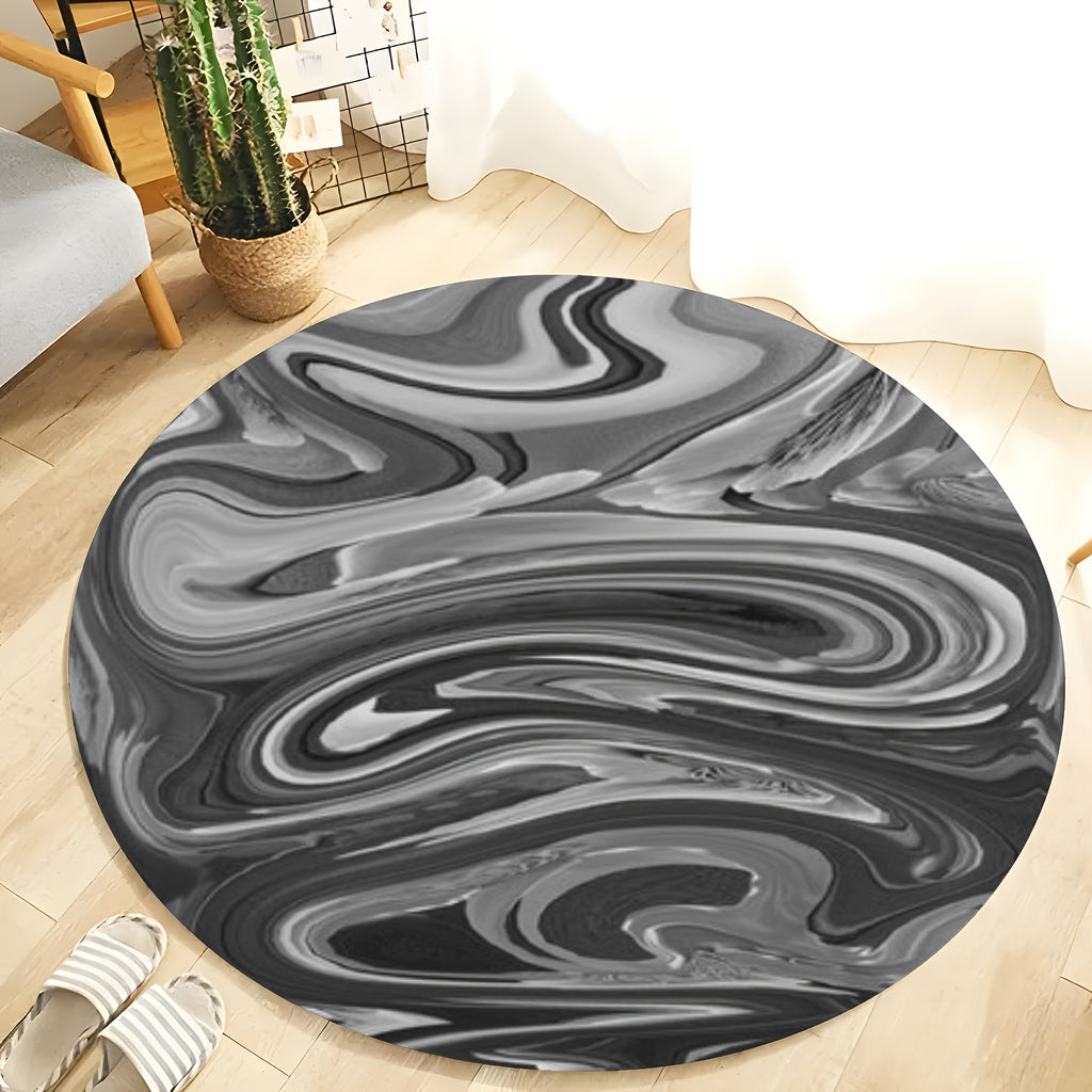 Tapis rond effet marbré gris et noir, du Ø 60 au Ø 120 cm