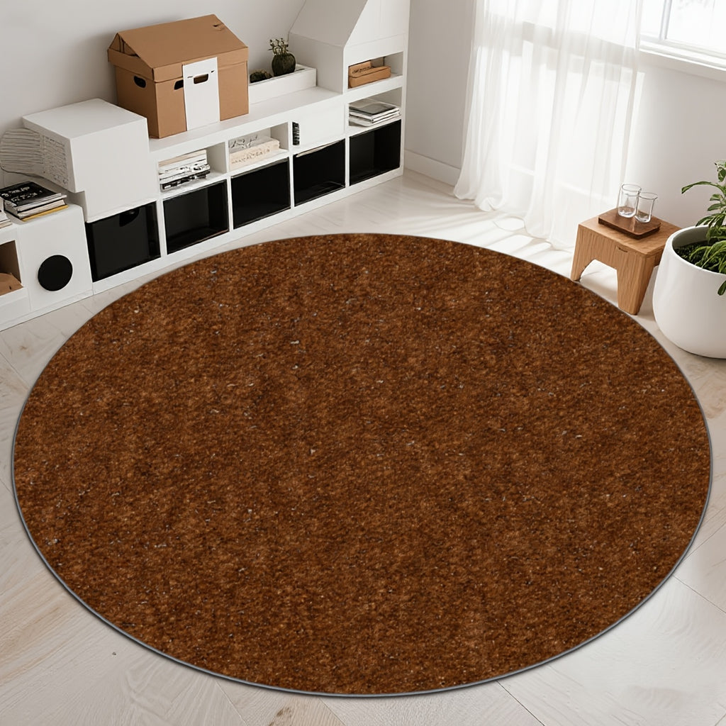 Tapis rond marron cannelle chiné, Ø 160 cm, base à pois