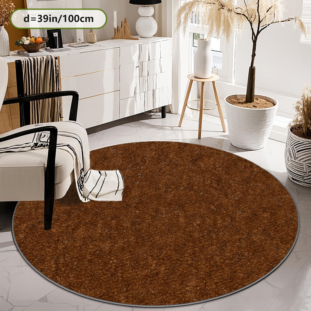 Tapis rond marron cannelle chiné, Ø 160 cm, base à pois