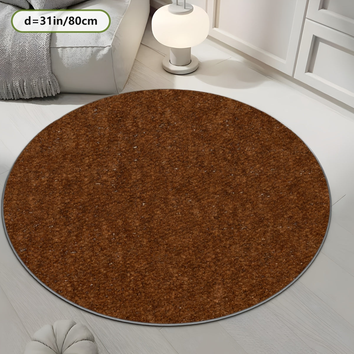 Tapis rond marron cannelle chiné, Ø 160 cm, base à pois