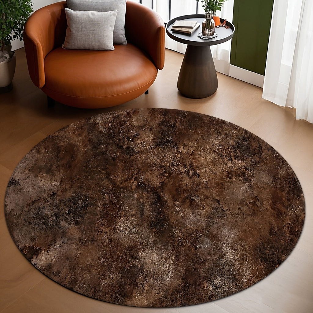Tapis rond marron foncé à effet marbré, Ø 100 et 160 cm