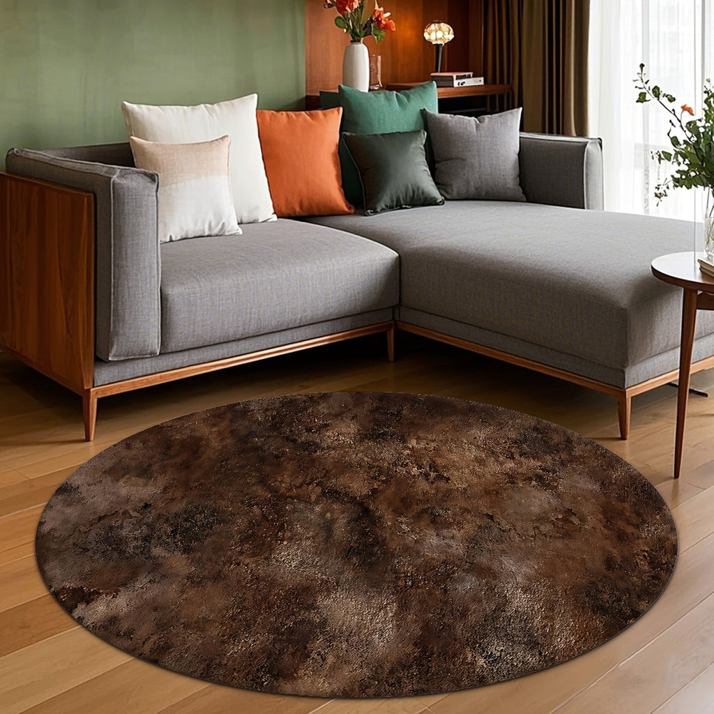 Tapis rond marron foncé à effet marbré, Ø 100 et 160 cm