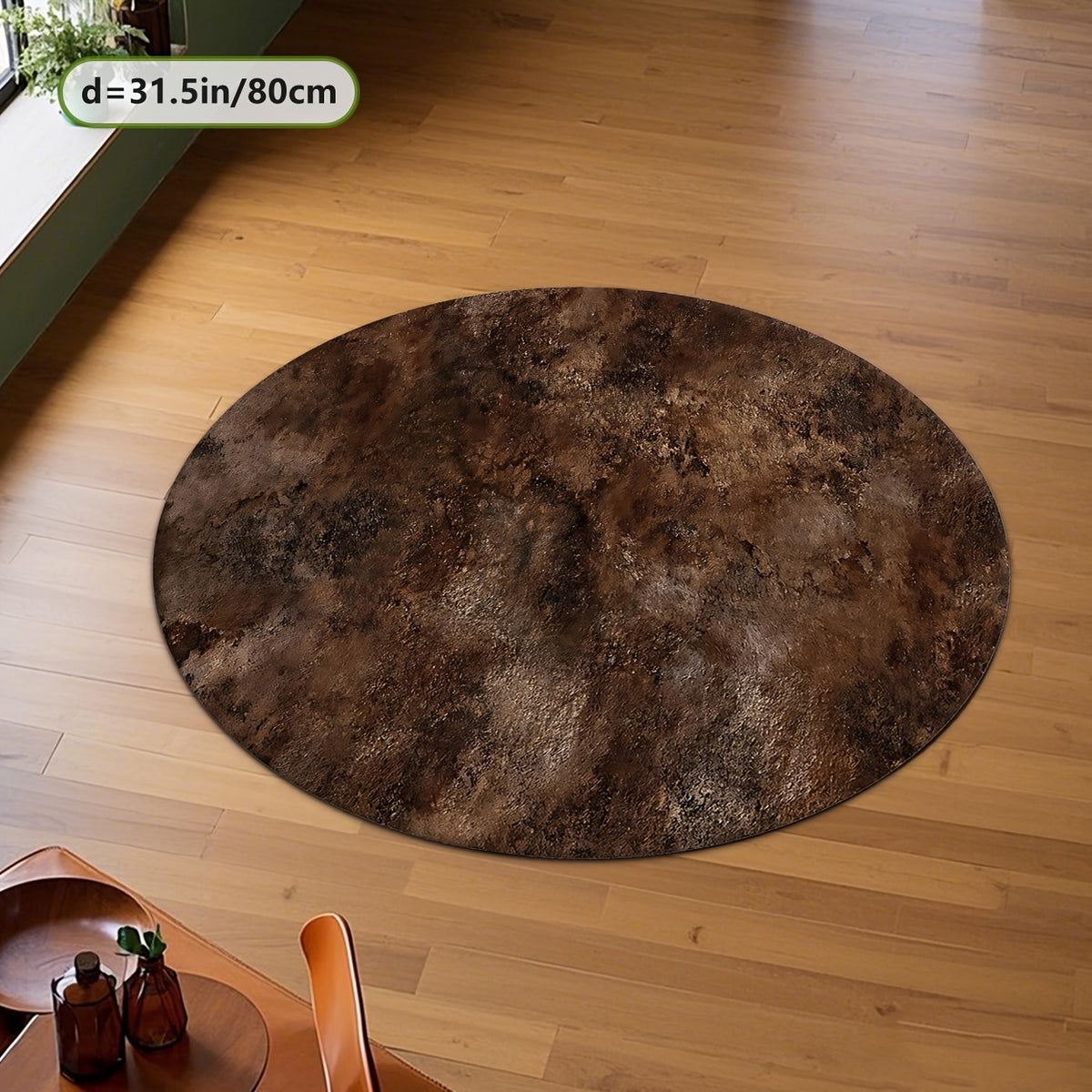 Tapis rond marron foncé à effet marbré, Ø 100 et 160 cm