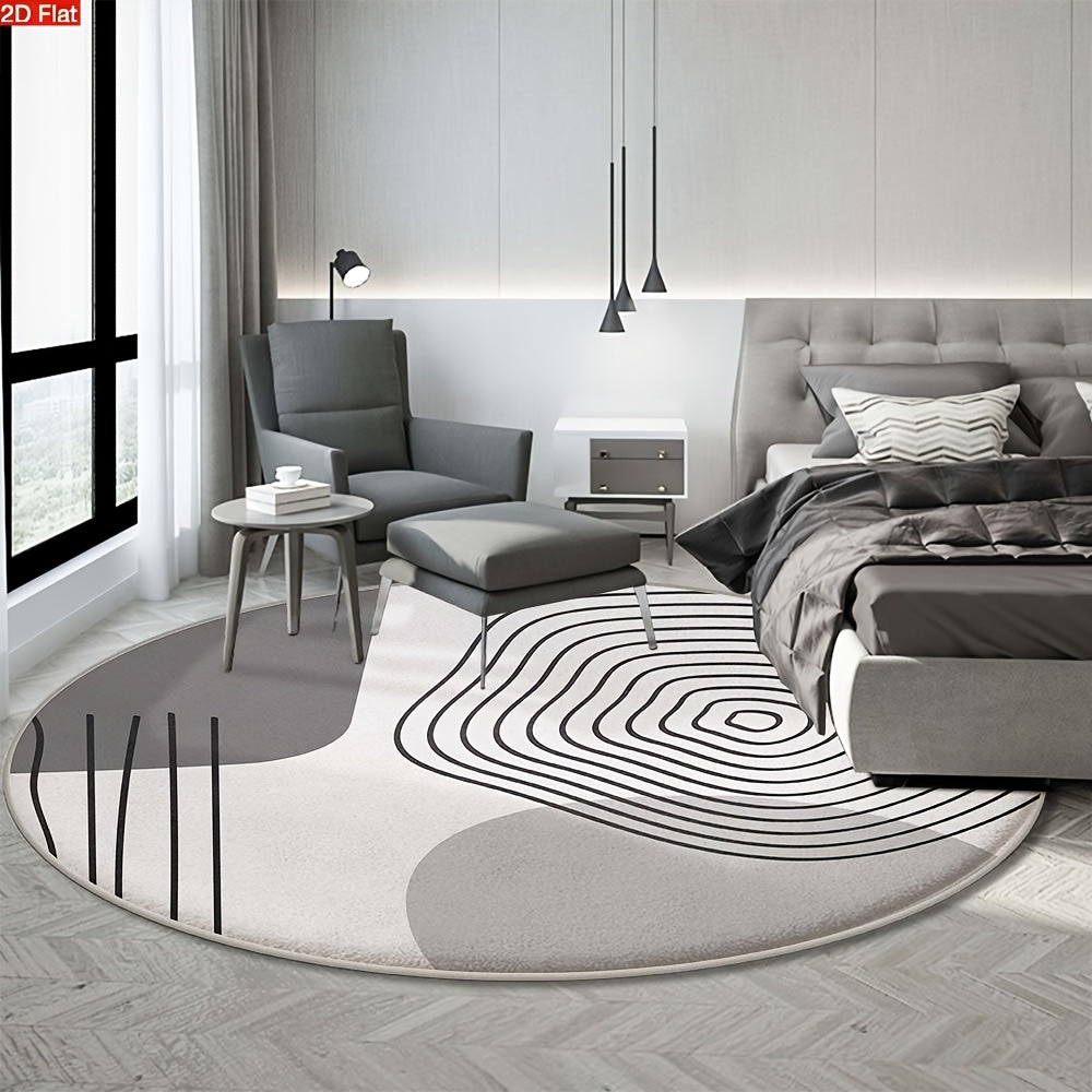 Tapis rond minimaliste gris et ivoire, six diamètres vendus