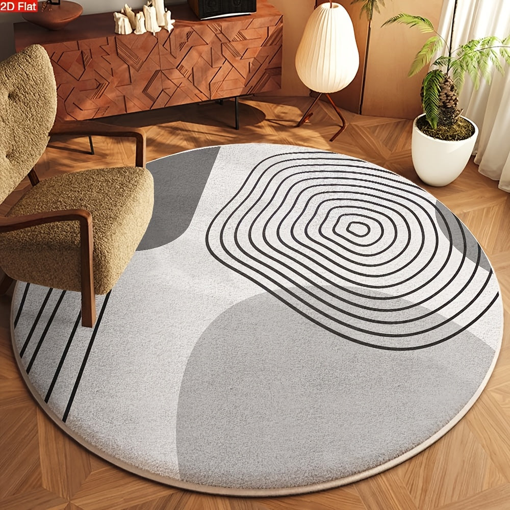 Tapis rond minimaliste gris et ivoire, six diamètres vendus