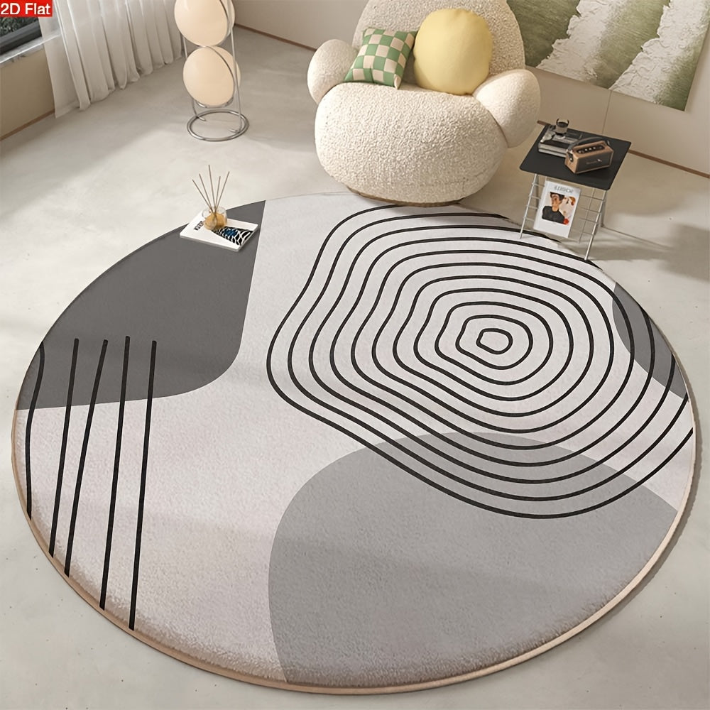 Tapis rond minimaliste gris et ivoire, six diamètres vendus